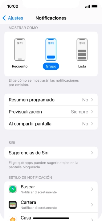 Pulsa Resumen programado.
