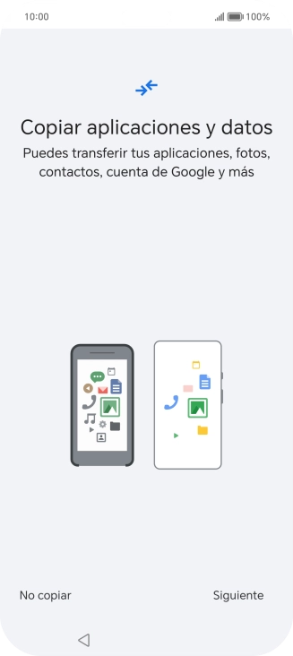 Pulsa No copiar y sigue las indicaciones de la pantalla para finalizar la activación del teléfono.