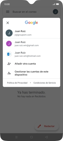 Pulsa la cuenta de correo electrónico deseada.