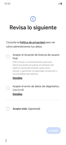 Pulsa en el campo junto a los ajustes deseados para seleccionarlos.