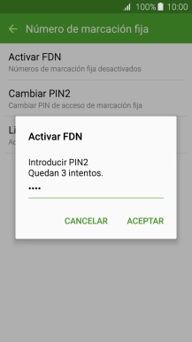 Introduce el código PIN2 y pulsa ACEPTAR.