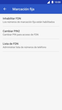 Pulsa Inhabilitar FDN para desactivar la marcación fija.