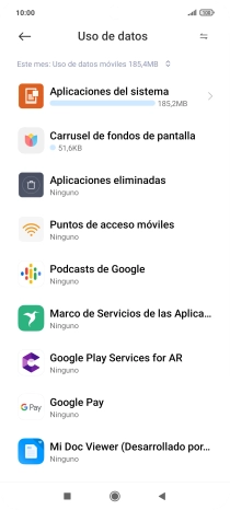 El consumo total de datos se visualiza ahora en la pantalla.