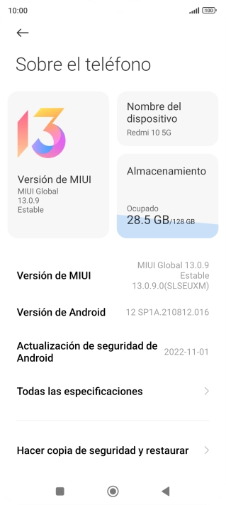 Pulsa Versión de MIUI.