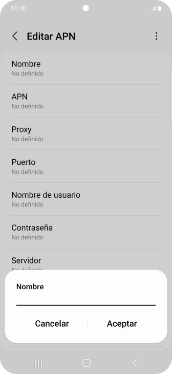 Introduce Vodafone Internet y pulsa Aceptar.