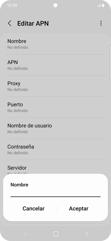 Introduce Vodafone Internet y pulsa Aceptar.