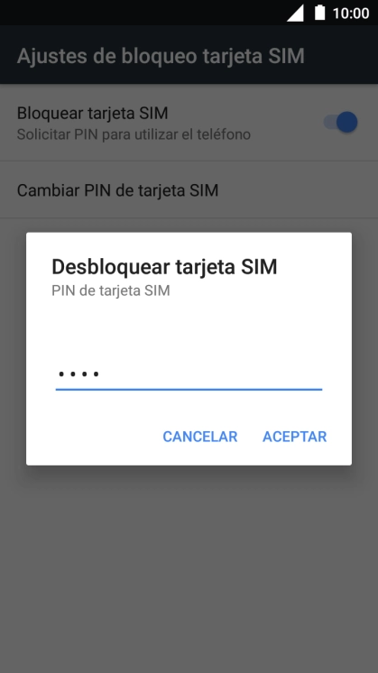 Introduce tu código PIN y pulsa ACEPTAR.