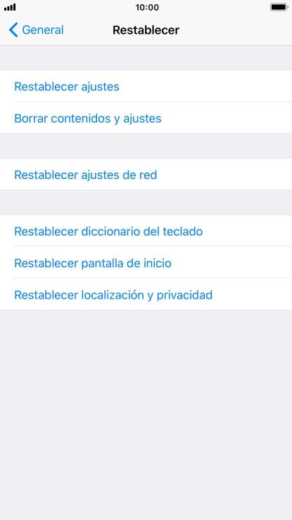 Pulsa Restablecer ajustes.