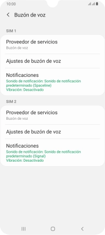 Pulsa Ajustes de buzón de voz.