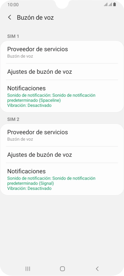 Pulsa Ajustes de buzón de voz.
