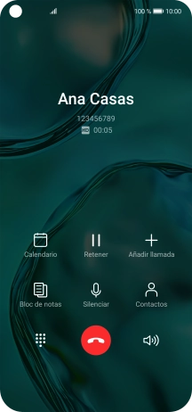 Pulsa el icono de finalizar llamada.