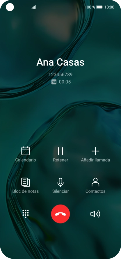 Pulsa el icono de finalizar llamada.