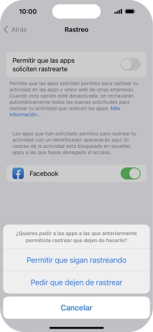 Si desactivas la función, pulsa el ajuste deseado.