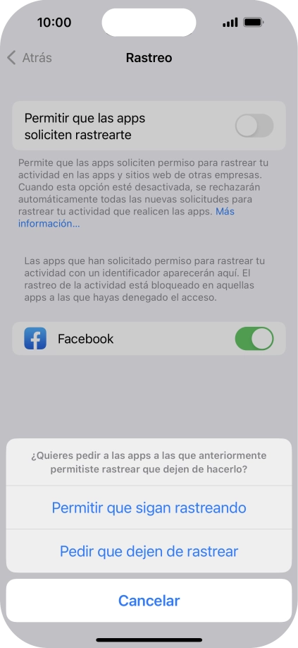 Si desactivas la función, pulsa el ajuste deseado.