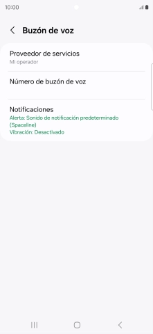 Pulsa Número de buzón de voz.