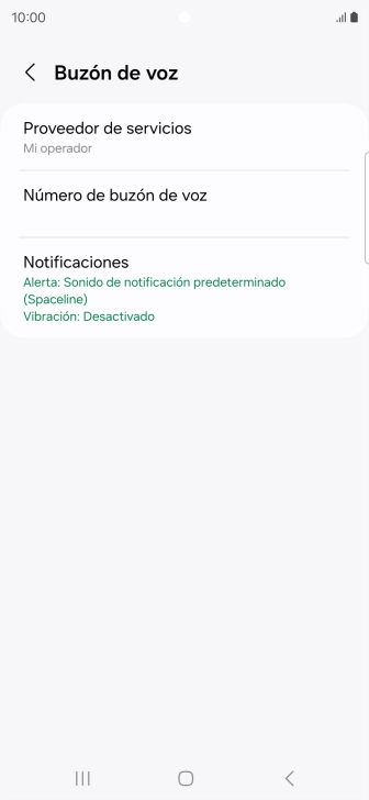 Pulsa Número de buzón de voz.