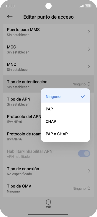 Pulsa el ajuste deseado.