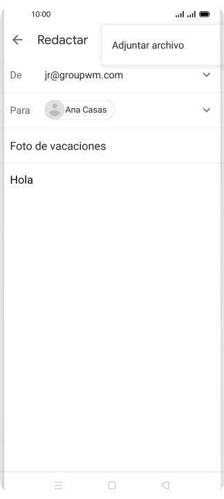 Pulsa Adjuntar archivo y desplázate a la carpeta deseada.