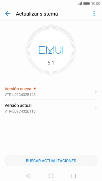 Pulsa BUSCAR ACTUALIZACIONES. Si hay una versión de software nueva disponible, aparecerá ahora en la pantalla. Sigue las indicaciones de la pantalla para actualizar el software del teléfono.