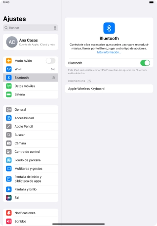 Pulsa el dispositivo Bluetooth deseado y sigue las indicaciones de la pantalla para vincular el dispositivo a la tablet.
