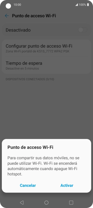 Si la función de wifi está activada, pulsa Activar.