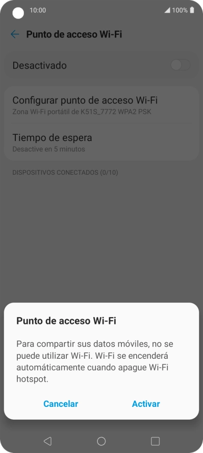 Si la función de wifi está activada, pulsa Activar.