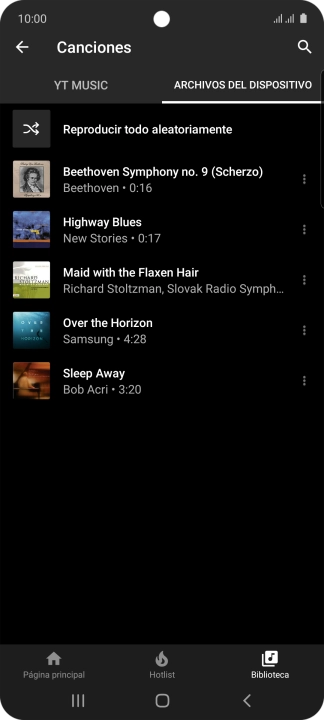 Pulsa el archivo de música deseado.