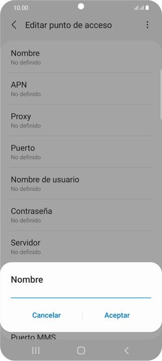 Introduce Vodafone Internet y pulsa Aceptar.