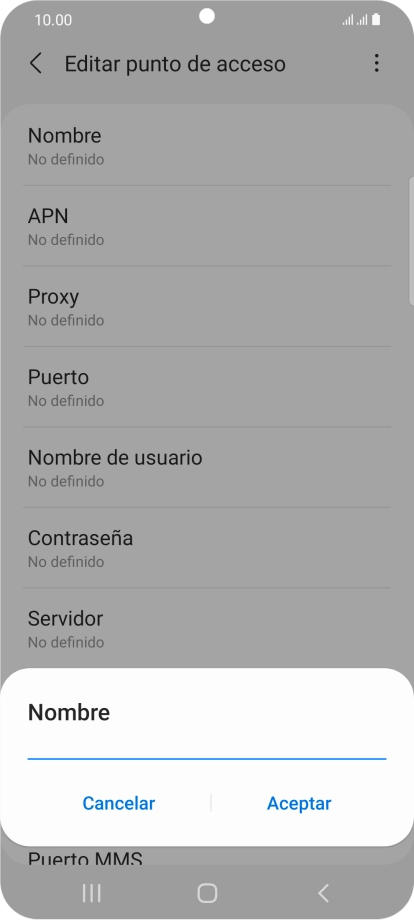 Introduce Vodafone Internet y pulsa Aceptar.