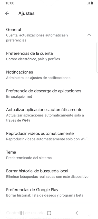 Pulsa Actualizar aplicaciones automáticamente.
