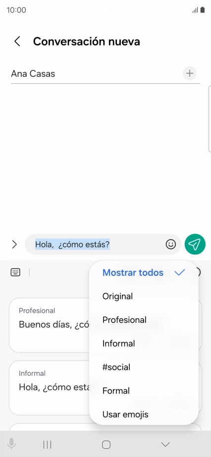 Pulsa el estilo de escritura deseado.