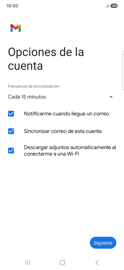 Si aparece en la pantalla esta imagen, tu cuenta de correo electrónico ha sido reconocida y configurada automáticamente. Sigue las indicaciones de la pantalla para introducir más información y terminar la configuración.