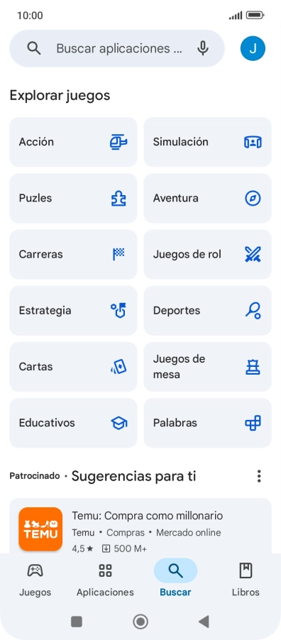 Pulsa en el campo de búsqueda.