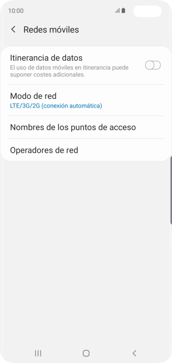 Pulsa Modo de red.