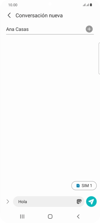 Pulsa el icono de envío cuando termines de escribir el mensaje corto.
