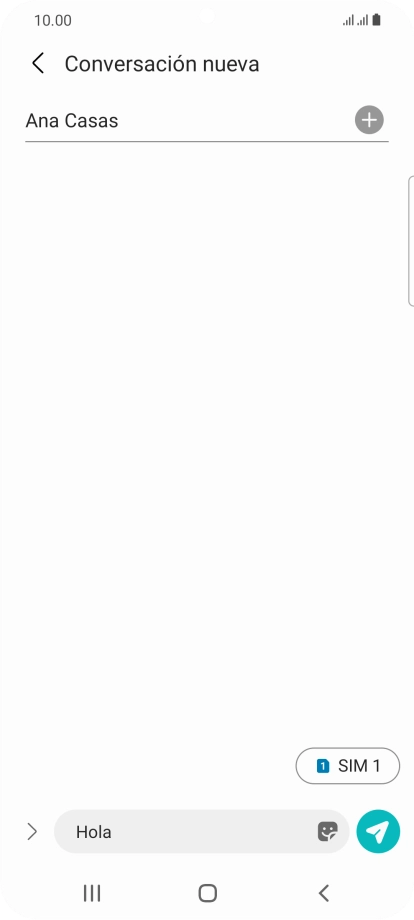Pulsa el icono de envío cuando termines de escribir el mensaje corto.