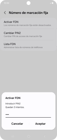 Introduce el código PIN2 y pulsa Aceptar.