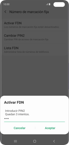 Introduce el código PIN2 y pulsa Aceptar.