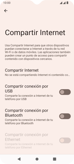 Pulsa Compartir Internet.