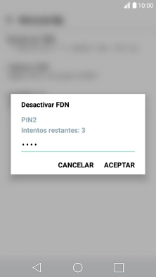 Introduce el código PIN2 y pulsa ACEPTAR.