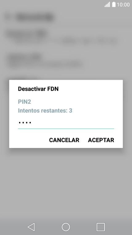 Introduce el código PIN2 y pulsa ACEPTAR.