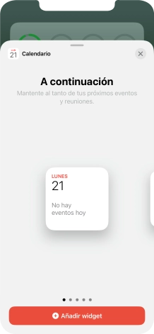 Desliza el dedo hacia la derecha o hacia la izquierda por la pantalla para seleccionar el tamaño de widget deseado.