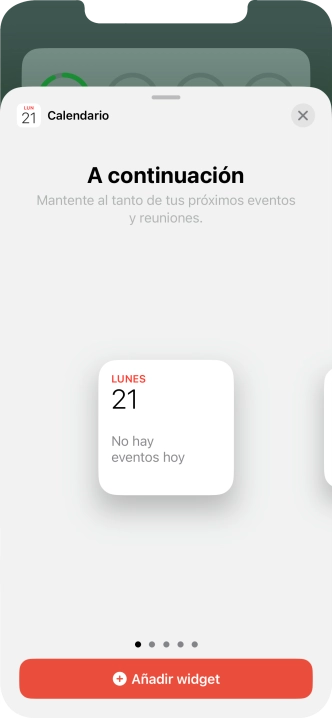 Desliza el dedo hacia la derecha o hacia la izquierda por la pantalla para seleccionar el tamaño de widget deseado.