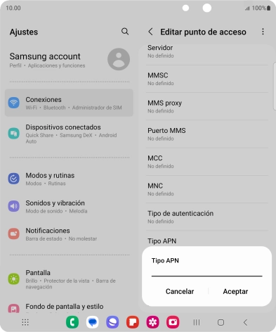 Introduce default y pulsa Aceptar.