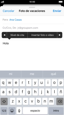 Pulsa Insertar foto o vídeo y sigue las indicaciones de la pantalla para adjuntar una fotografía o un videoclip.