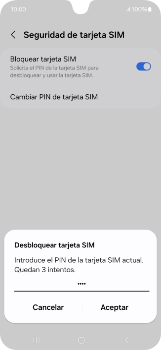Introduce tu código PIN y pulsa Aceptar.