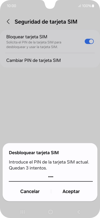 Introduce tu código PIN y pulsa Aceptar.