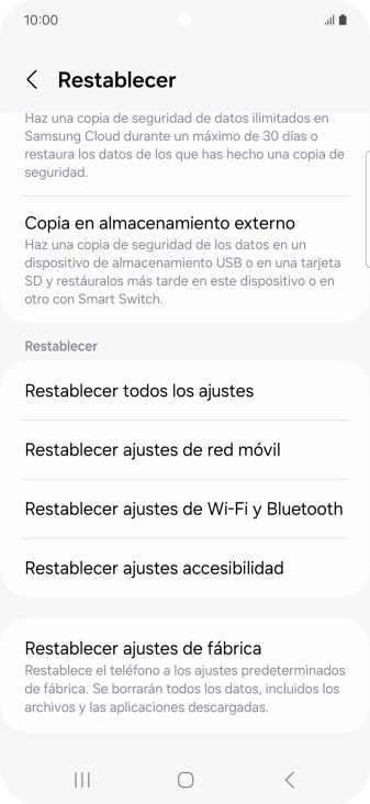 Pulsa Restablecer ajustes de red móvil.