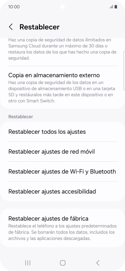 Pulsa Restablecer ajustes de red móvil.