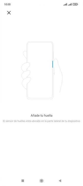 Sigue las indicaciones de la pantalla para crear una huella digital como código de seguridad.